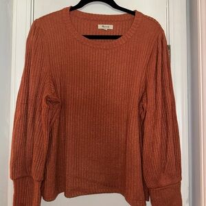 Madewell Terracotta Ribbed Knit Sweater
